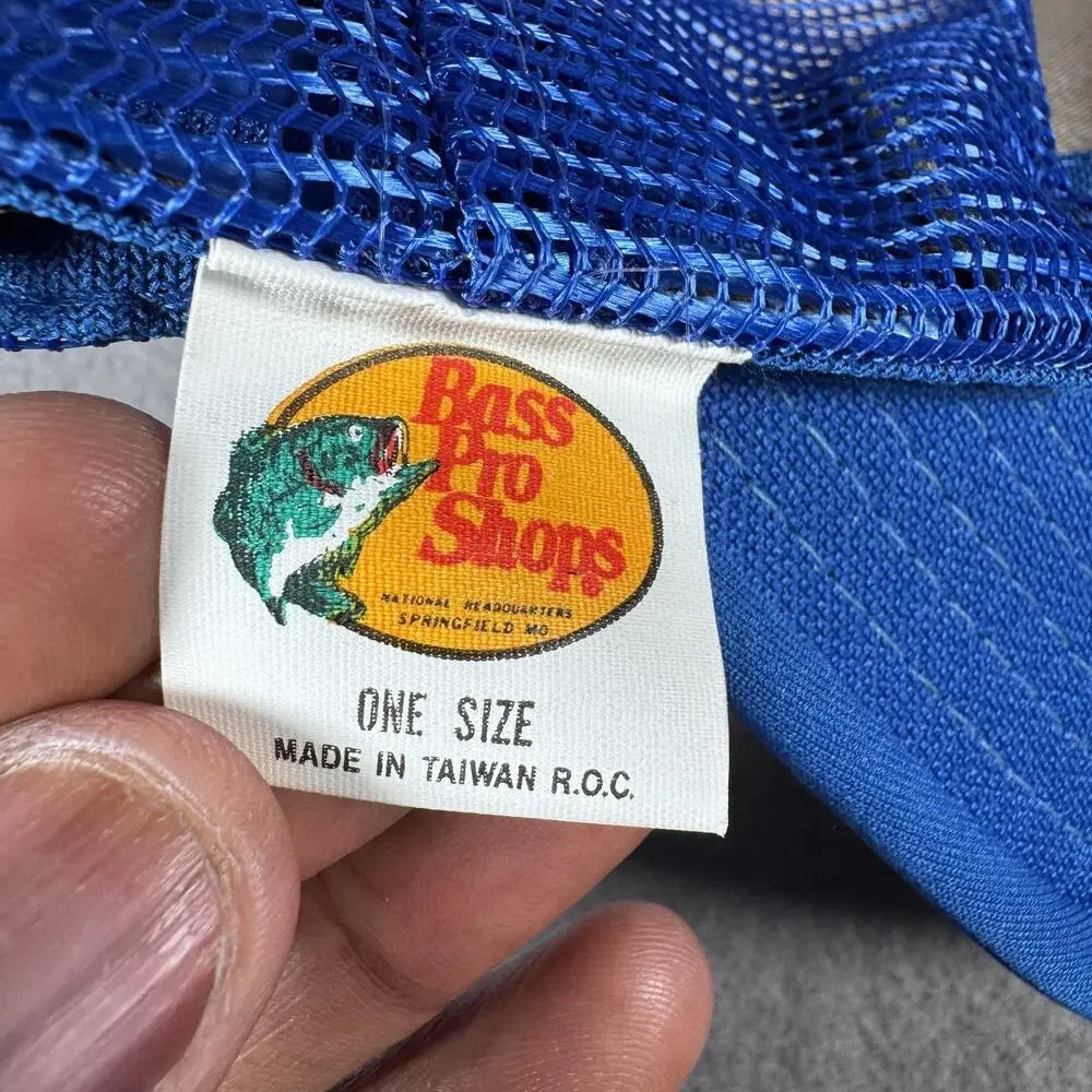 Vintage‎ Bass Pro Shops Hat Cap Snap Back One Size Blue Trucker Patch Mens 90s